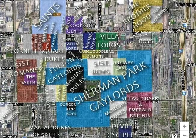 Back of h3the yards gang map 60s thru 70s